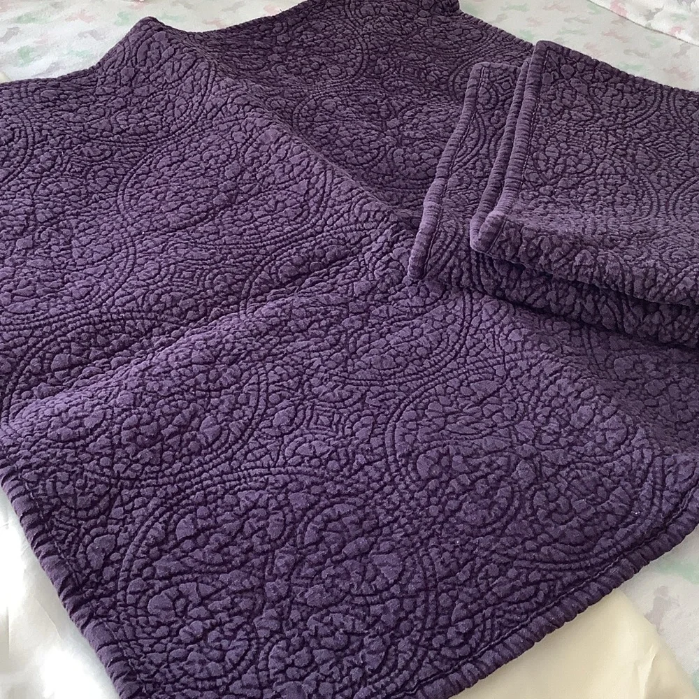 Restoration Hardware Quilted Pillow Sham Pair in Deep Purple